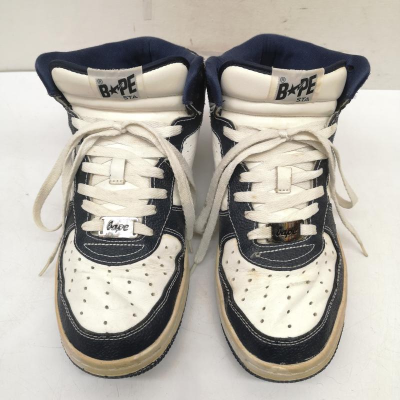 アベイシングエイプ A BATHING APE スニーカー スニーカー BAPESTA FORCE 1 ハイカット スニーカー 28.0cm 白 / ホワイト / white X 紺 / ネイビー / navy メンズ USED 古着 中古 50155787