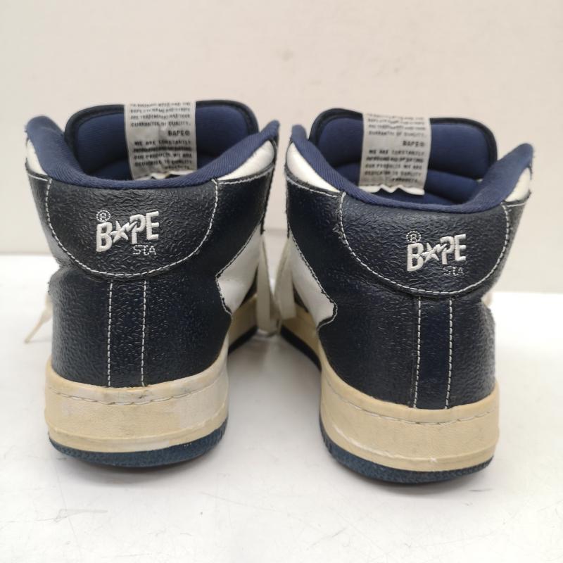 アベイシングエイプ A BATHING APE スニーカー スニーカー BAPESTA FORCE 1 ハイカット スニーカー 28.0cm 白 / ホワイト / white X 紺 / ネイビー / navy メンズ USED 古着 中古 50155787