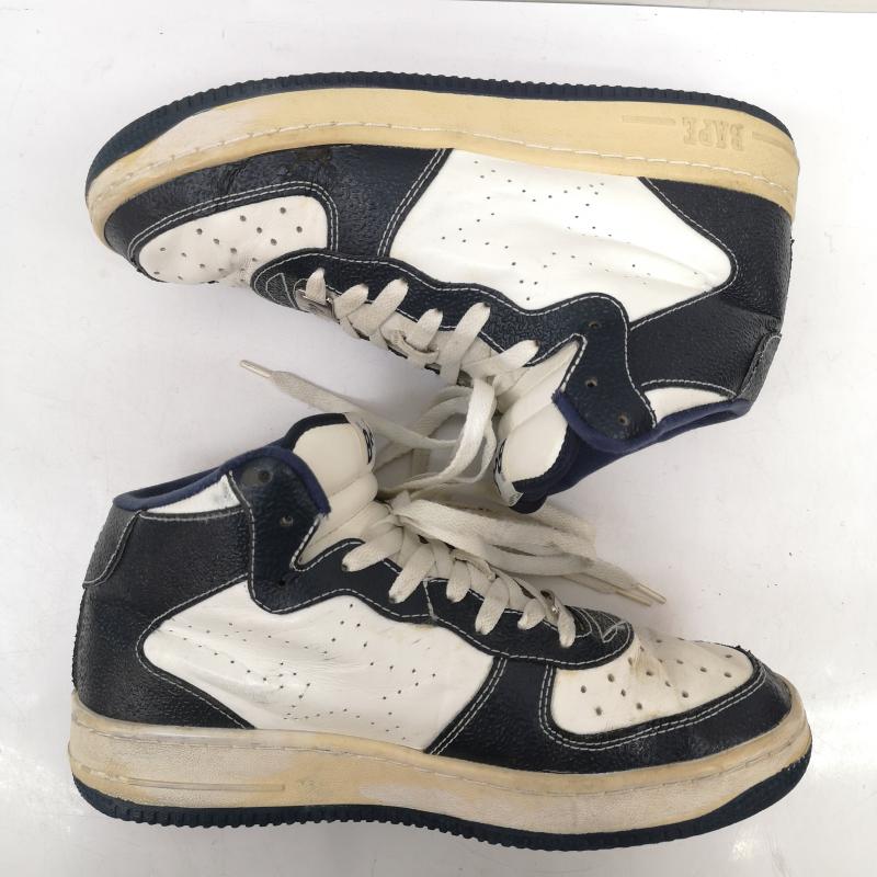 アベイシングエイプ A BATHING APE スニーカー スニーカー BAPESTA FORCE 1 ハイカット スニーカー 28.0cm 白 / ホワイト / white X 紺 / ネイビー / navy メンズ USED 古着 中古 50155787