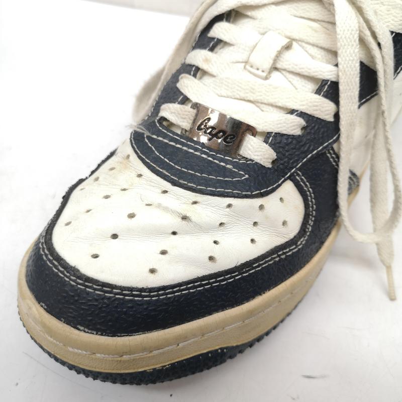アベイシングエイプ A BATHING APE スニーカー スニーカー BAPESTA FORCE 1 ハイカット スニーカー 28.0cm 白 / ホワイト / white X 紺 / ネイビー / navy メンズ USED 古着 中古 50155787