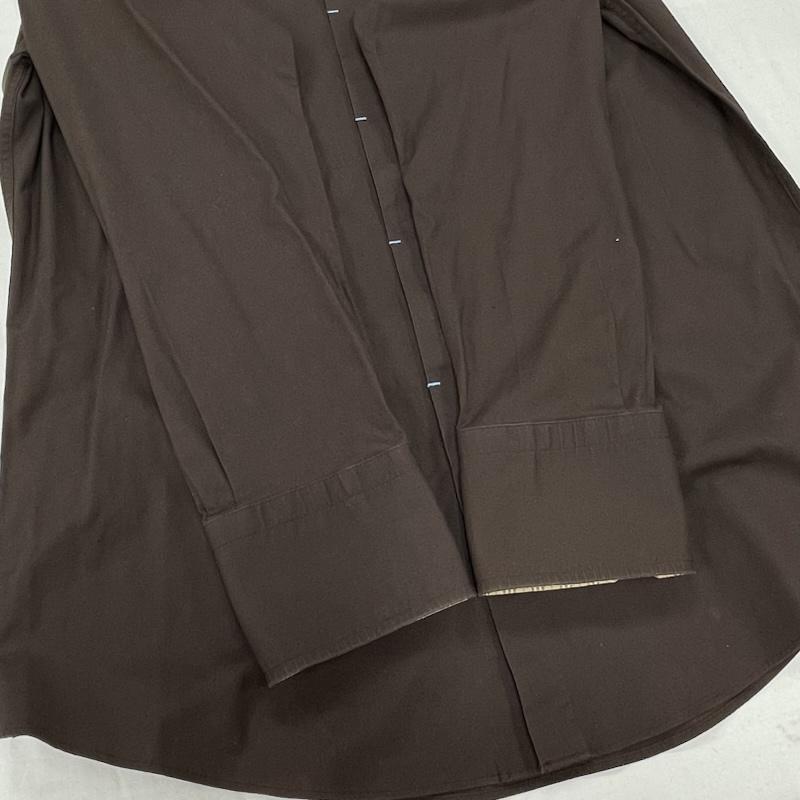 バーバリー BURBERRY シャツ、ブラウス 長袖 BLACK LABEL ブラックレーベル 長袖 シャツ ノバチェック ワンポイント 刺繍 3 無地 X ワンポイント X 刺繍 茶 / ブラウン / brown X 水色 / ライトブルー / メンズ USED 古着 中古 50155805