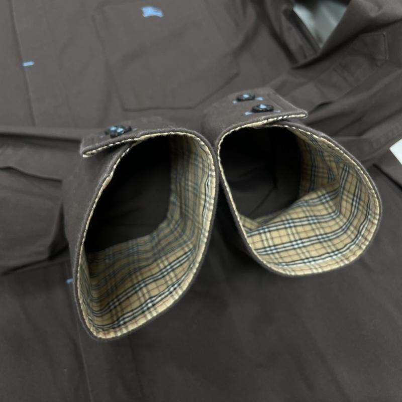 バーバリー BURBERRY シャツ、ブラウス 長袖 BLACK LABEL ブラックレーベル 長袖 シャツ ノバチェック ワンポイント 刺繍 3 無地 X ワンポイント X 刺繍 茶 / ブラウン / brown X 水色 / ライトブルー / メンズ USED 古着 中古 50155805