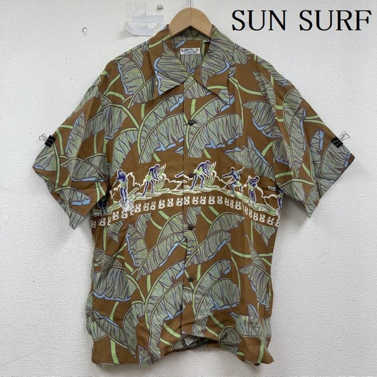 サンサーフ SUN SURF シャツ、ブラウス 半袖 BANANA LEAF アロハ シャツ レーヨン SS30107 L 茶 / ブラウン / brown メンズ USED 古着 中古 50155812