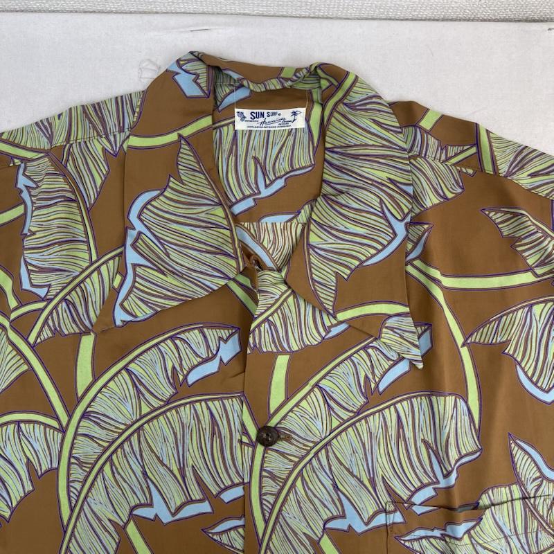 サンサーフ SUN SURF シャツ、ブラウス 半袖 BANANA LEAF アロハ シャツ レーヨン SS30107 L 茶 / ブラウン / brown メンズ USED 古着 中古 50155812