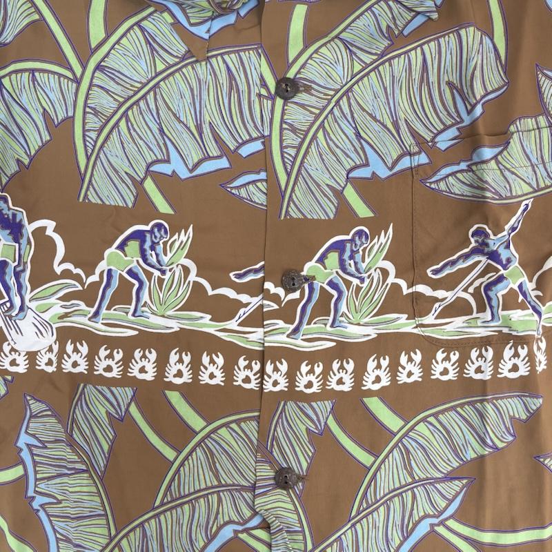 サンサーフ SUN SURF シャツ、ブラウス 半袖 BANANA LEAF アロハ シャツ レーヨン SS30107 L 茶 / ブラウン / brown メンズ USED 古着 中古 50155812