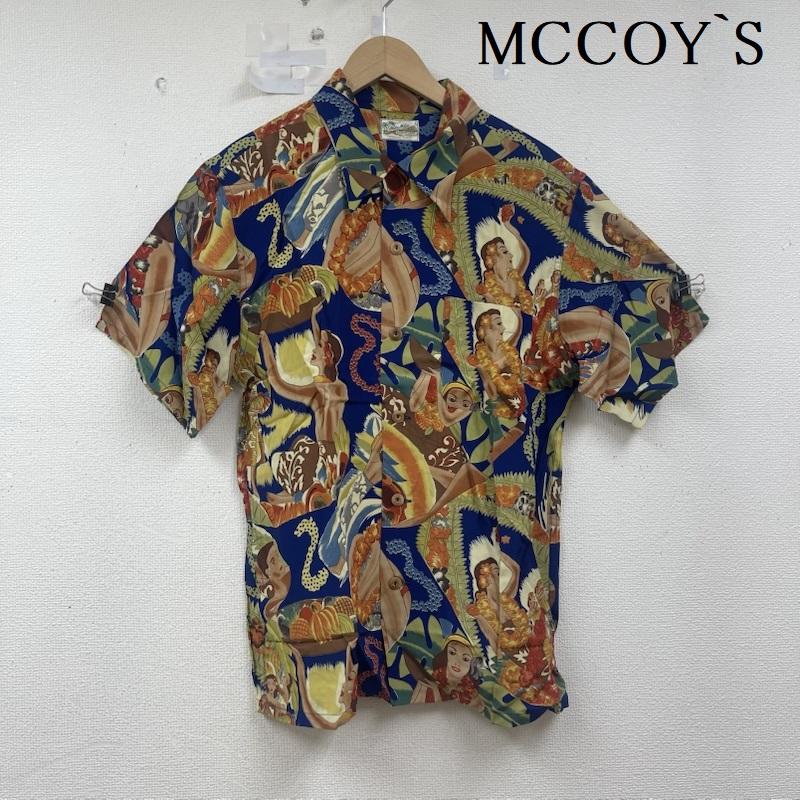 マッコイズ MCCOY`S シャツ、ブラウス 半袖 旧マッコイ アロハマッコイ マントン柄 アロハシャツ フラダンサー L 青 / ブルー / blue メンズ USED 古着 中古 50155839
