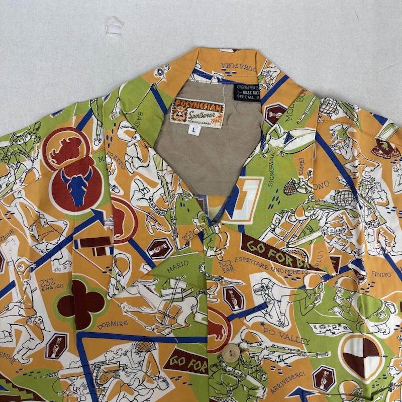 バズリクソンズ Buzz Rickson s シャツ、ブラウス 半袖 SUN SURF 別注 M33880 スペシャルエディション GO FOR BROKE アロハシャツ L 橙 / オレンジ / orange メンズ USED 古着 中古 50155843