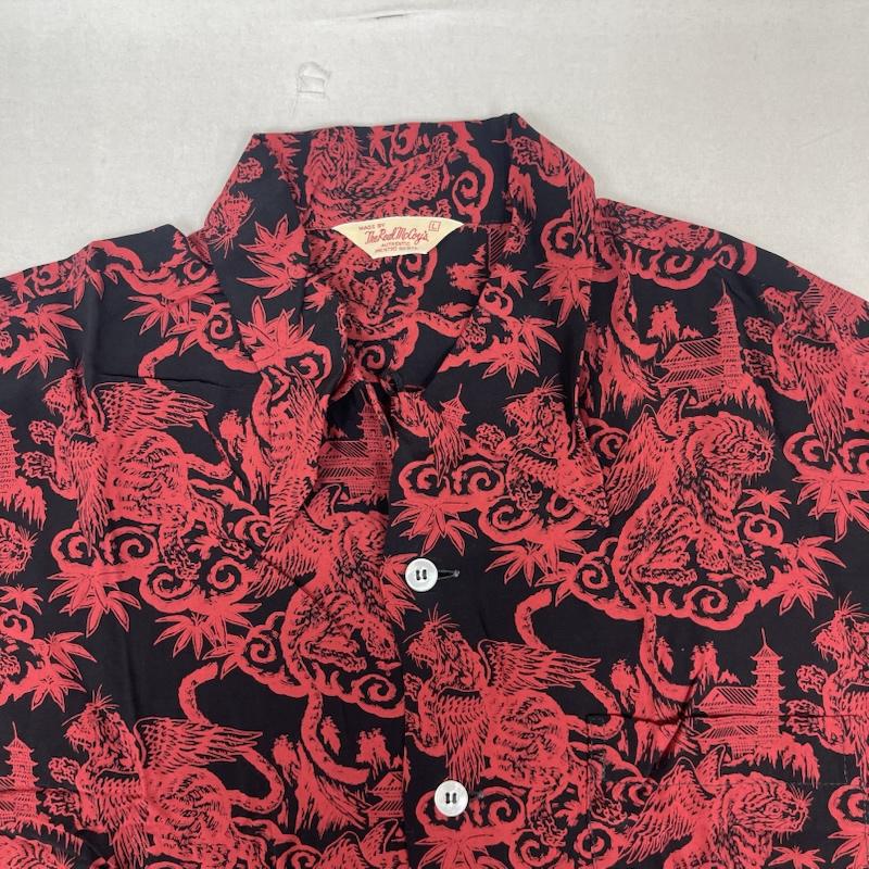 ザリアルマッコイズ THE REAL McCOY S シャツ、ブラウス 半袖 赤虎 タイガー レーヨン アロハ シャツ L 黒 / ブラック / black X 赤 / レッド / red メンズ USED 古着 中古 50155855