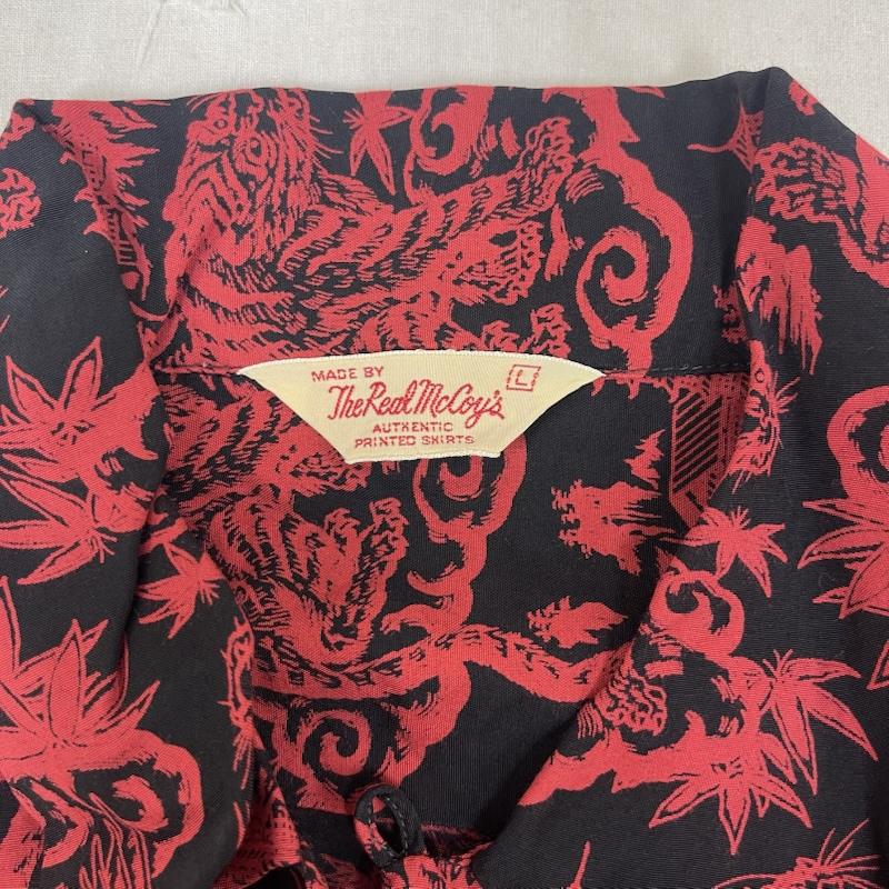 ザリアルマッコイズ THE REAL McCOY S シャツ、ブラウス 半袖 赤虎 タイガー レーヨン アロハ シャツ L 黒 / ブラック / black X 赤 / レッド / red メンズ USED 古着 中古 50155855