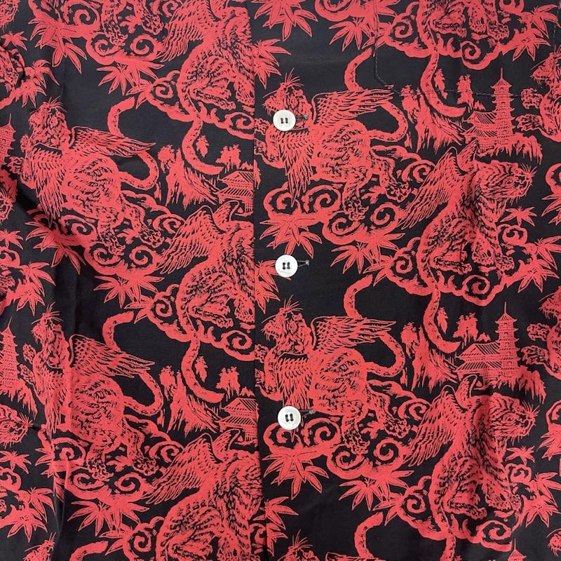 ザリアルマッコイズ THE REAL McCOY S シャツ、ブラウス 半袖 赤虎 タイガー レーヨン アロハ シャツ L 黒 / ブラック / black X 赤 / レッド / red メンズ USED 古着 中古 50155855