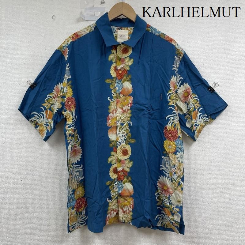 カールヘルム KARLHELMUT シャツ、ブラウス 半袖 和柄 レーヨン アロハ シャツ L 青 / ブルー / blue メンズ USED 古着 中古 50155856