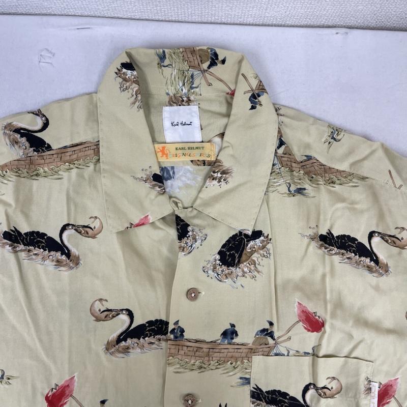 カールヘルム KARLHELMUT シャツ、ブラウス 半袖 鵜飼 和柄 レーヨン アロハ シャツ L メンズ USED 古着 中古 50155859