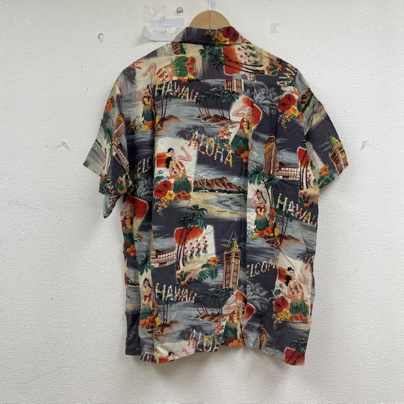 イオラニ IOLANI シャツ、ブラウス 半袖 50s SPORTSWEAR HULA GIRL & ALOHA TOWER PATTERN アロハシャツ L 灰 / グレー / gray メンズ USED 古着 中古 50155860