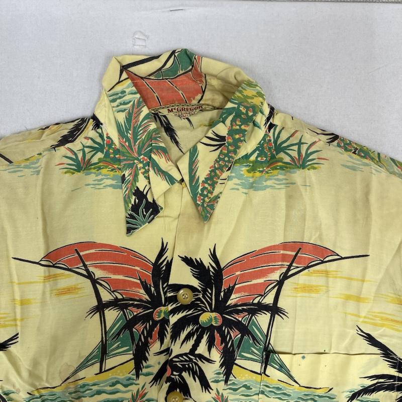 マックレガー McGREGOR シャツ、ブラウス 半袖 50s 三角タグ USA製 レーヨン アロハ シャツ ML L 黄 / イエロー / yellow メンズ USED 古着 中古 50155879