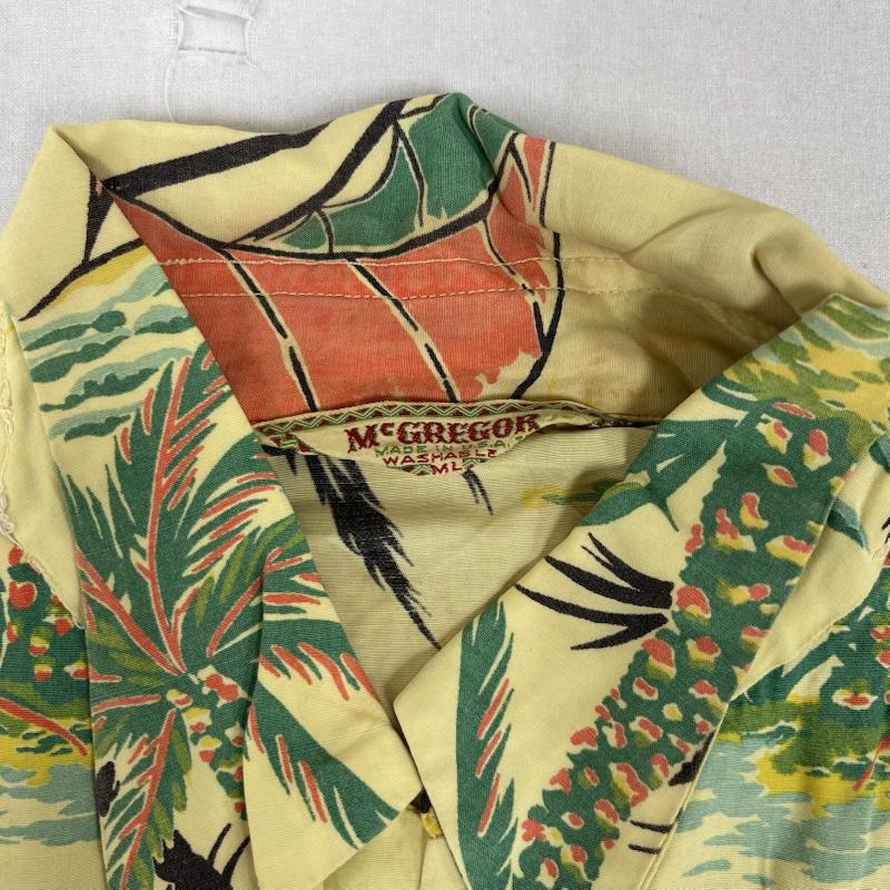 マックレガー McGREGOR シャツ、ブラウス 半袖 50s 三角タグ USA製 レーヨン アロハ シャツ ML L 黄 / イエロー / yellow メンズ USED 古着 中古 50155879