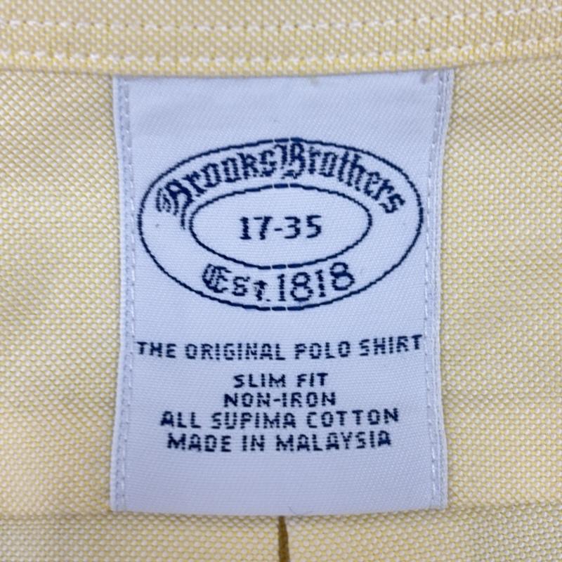 ブルックス ブラザーズ BROOKS BROTHERS シャツ、ブラウス 長袖 est1818 マレーシア製 スーピマコットン オックスフォード ボタンダウン 長袖 シャツ - 黄 / イエロー / yellow メンズ USED 古着 中古 50155895