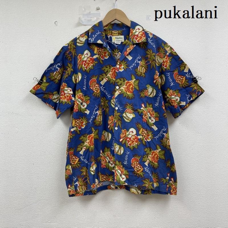 古着 USED シャツ、ブラウス 半袖 pukalani USA ハワイ 製 レーヨン コットン アロハ シャツ L 青 / ブルー / blue メンズ USED 古着 中古 50155898