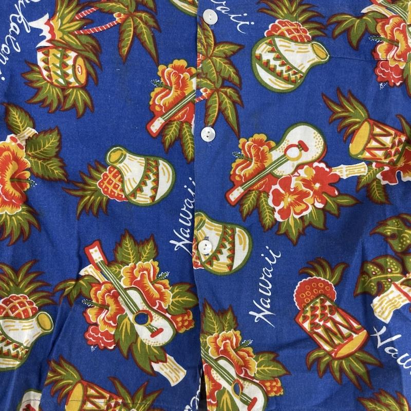 古着 USED シャツ、ブラウス 半袖 pukalani USA ハワイ 製 レーヨン コットン アロハ シャツ L 青 / ブルー / blue メンズ USED 古着 中古 50155898