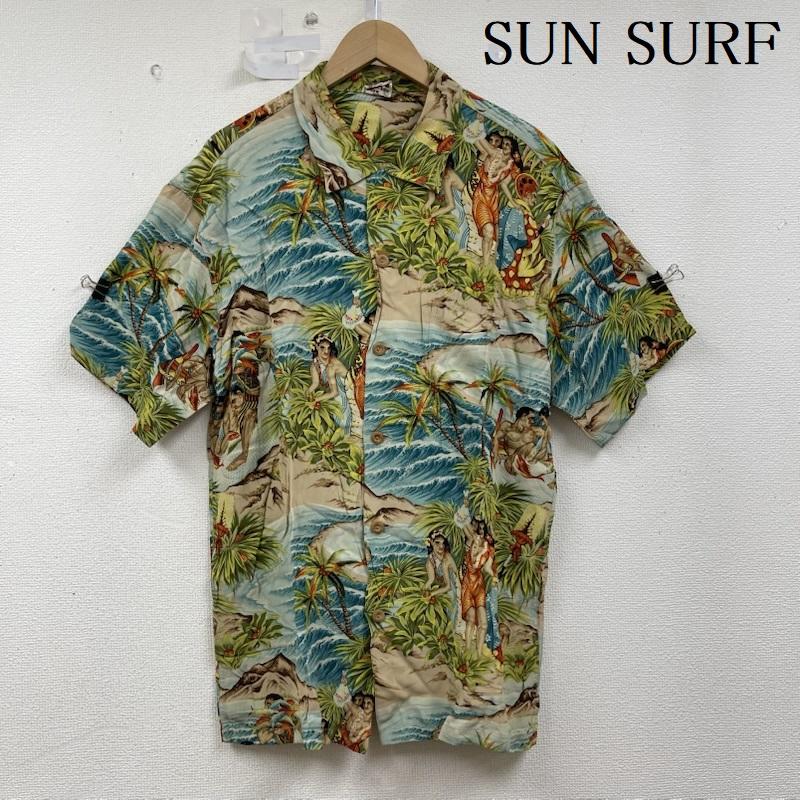 サンサーフ SUN SURF シャツ、ブラウス 半袖 FESTIVAL PALI 実名復刻版 M32542 アロハシャツ L 緑 / グリーン / green メンズ USED 古着 中古 50155905
