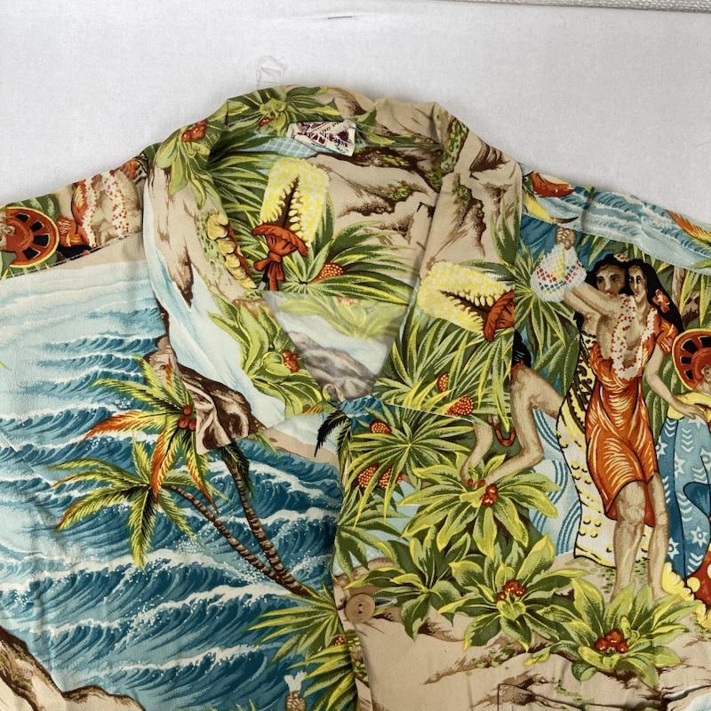 サンサーフ SUN SURF シャツ、ブラウス 半袖 FESTIVAL PALI 実名復刻版 M32542 アロハシャツ L 緑 / グリーン / green メンズ USED 古着 中古 50155905