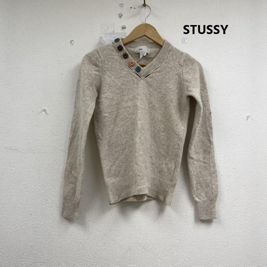 ステューシー STUSSY ニット、セーター 長袖 GIRLS Vネック マルチ カラー ボタン ラムウール ニット M ベージュ / ベージュ / beige レディース USED 古着 中古 50155906