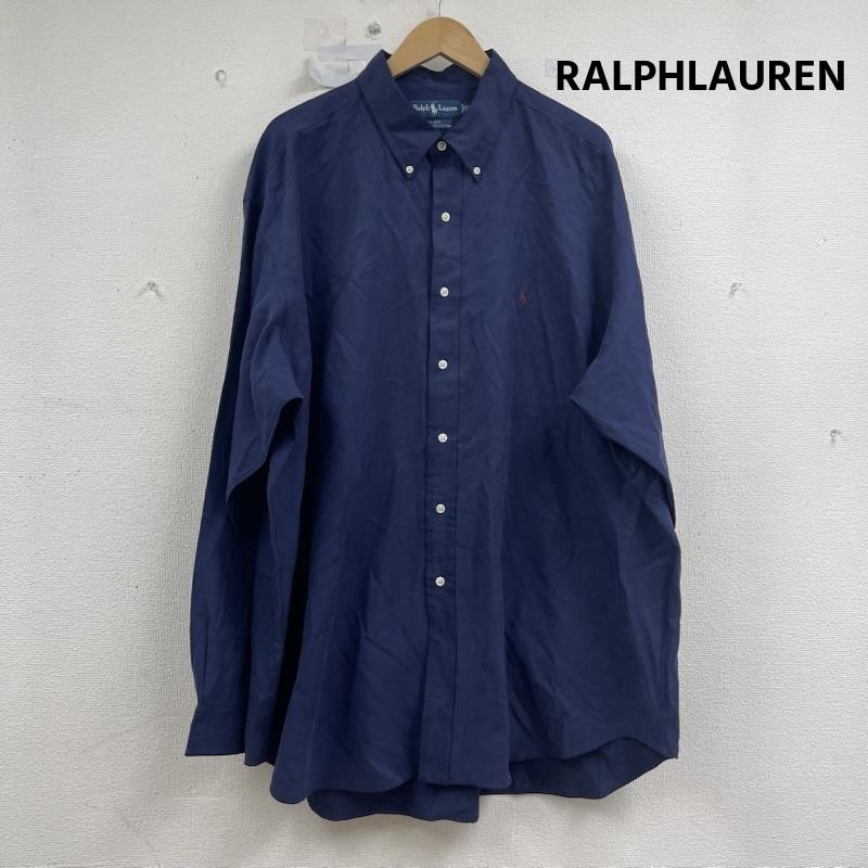 ラルフローレン RALPHLAUREN シャツ、ブラウス 長袖 90s 53% sillk 47% cotton BLAKE ボタンダウン 長袖 シャツ XXL 紺 / ネイビー / navy メンズ USED 古着 中古 50155909