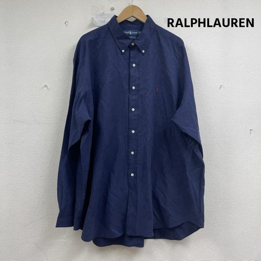 ラルフローレン RALPHLAUREN シャツ、ブラウス 長袖 90s 53% sillk 47% cotton BLAKE ボタンダウン 長袖 シャツ XXL 紺 / ネイビー / navy メンズ USED 古着 中古 50155909