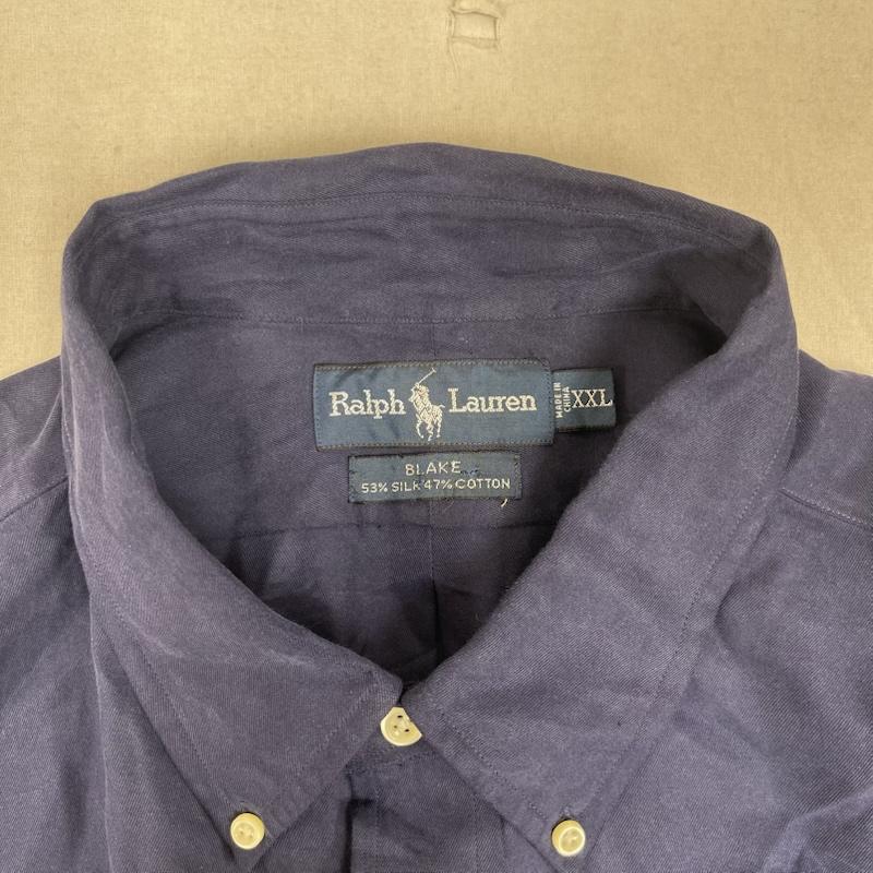 ラルフローレン RALPHLAUREN シャツ、ブラウス 長袖 90s 53% sillk 47% cotton BLAKE ボタンダウン 長袖 シャツ XXL 紺 / ネイビー / navy メンズ USED 古着 中古 50155909
