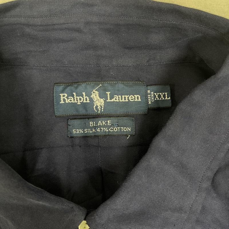 ラルフローレン RALPHLAUREN シャツ、ブラウス 長袖 90s 53% sillk 47% cotton BLAKE ボタンダウン 長袖 シャツ XXL 紺 / ネイビー / navy メンズ USED 古着 中古 50155909