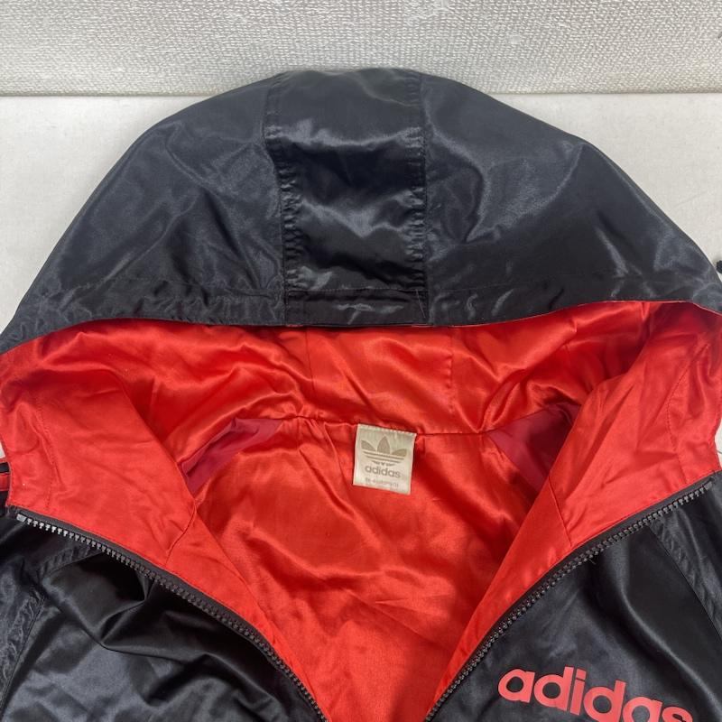 アディダス adidas ジャケット、上着 ジャンパー、ブルゾン 80s ヴィンテージ デサント期 ナイロン BIG ロゴ ジャケット 銀タグ 黒 / ブラック / black メンズ USED 古着 中古 50155941