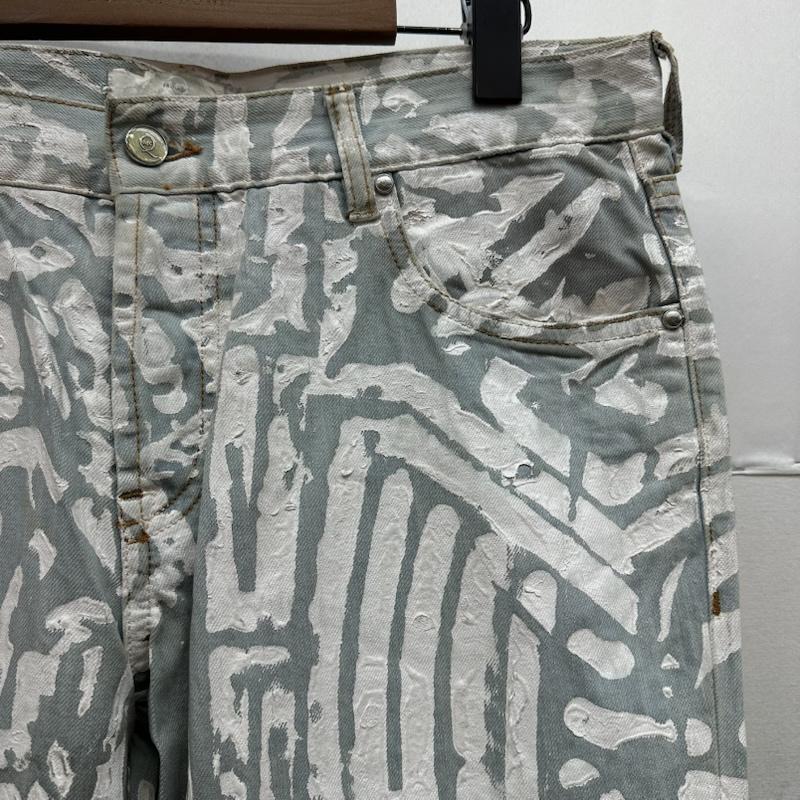アレキサンダーマックイーン ALEXANDERMCQUEEN パンツ デニム、ジーンズ MCQ ペンキ プリント ボタンフライ デニム パンツ SPQN-YM-8215 - 青 / ブルー / blue X 白 / ホワイト / white メンズ USED 古着 中古 50155945