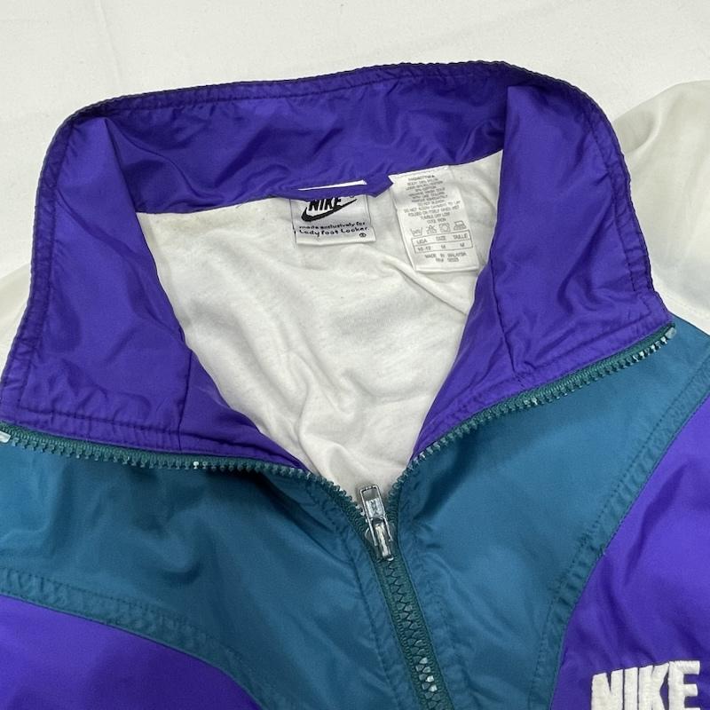 ナイキ NIKE ジャケット、上着 ジャンパー、ブルゾン 90 s ナイロン ジャケット フルジップ ロゴ 刺繍 ヴィンテージ M ワンポイント X ロゴ、文字 X 刺繍 紫 / パープル / purple X 緑 / グリーン / green X 白 / ホワイト / white メンズ USED 古着 中古 50155956