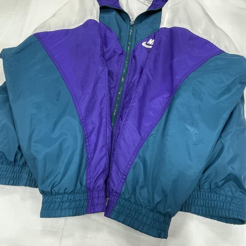 ナイキ NIKE ジャケット、上着 ジャンパー、ブルゾン 90 s ナイロン ジャケット フルジップ ロゴ 刺繍 ヴィンテージ M ワンポイント X ロゴ、文字 X 刺繍 紫 / パープル / purple X 緑 / グリーン / green X 白 / ホワイト / white メンズ USED 古着 中古 50155956