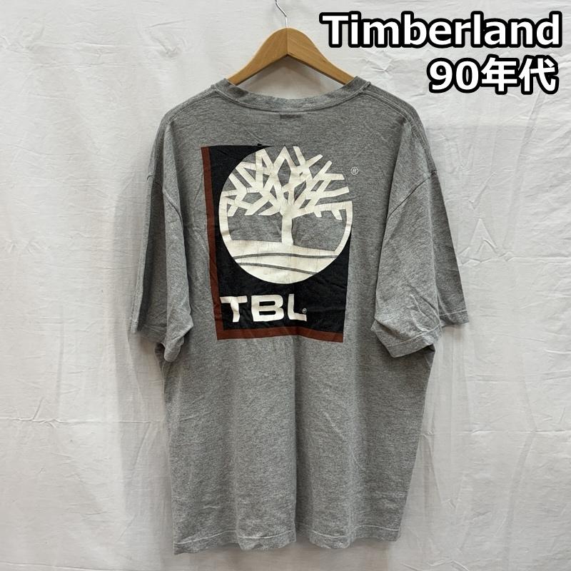 ティンバーランド Timberland Tシャツ 半袖 90年代 ビンテージ ロゴ プリント 霜降り 半袖 Tシャツ 90s VINTAGE L 灰 / グレー / gray メンズ USED 古着 中古 50155974