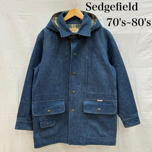 ラングラー Wrangler ジャケット、上着 ジャンパー、ブルゾン sedgefield 70s 80s チェック ライナー デニム ジャケット フーデッド カバーオール パーカー M チェック X ワンポイント X ロゴ、文字 インディゴ / インディゴ / Indigo メンズ USED 古着 中古 50155994