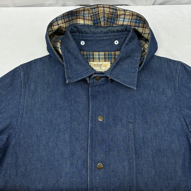 ラングラー Wrangler ジャケット、上着 ジャンパー、ブルゾン sedgefield 70s 80s チェック ライナー デニム ジャケット フーデッド カバーオール パーカー M チェック X ワンポイント X ロゴ、文字 インディゴ / インディゴ / Indigo メンズ USED 古着 中古 50155994