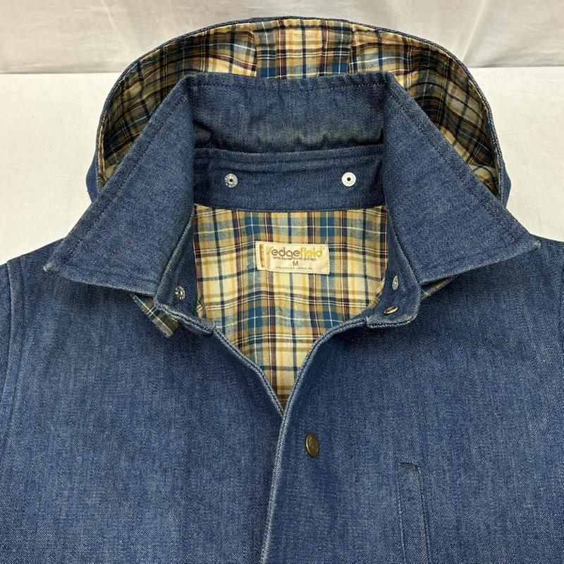 ラングラー Wrangler ジャケット、上着 ジャンパー、ブルゾン sedgefield 70s 80s チェック ライナー デニム ジャケット フーデッド カバーオール パーカー M チェック X ワンポイント X ロゴ、文字 インディゴ / インディゴ / Indigo メンズ USED 古着 中古 50155994