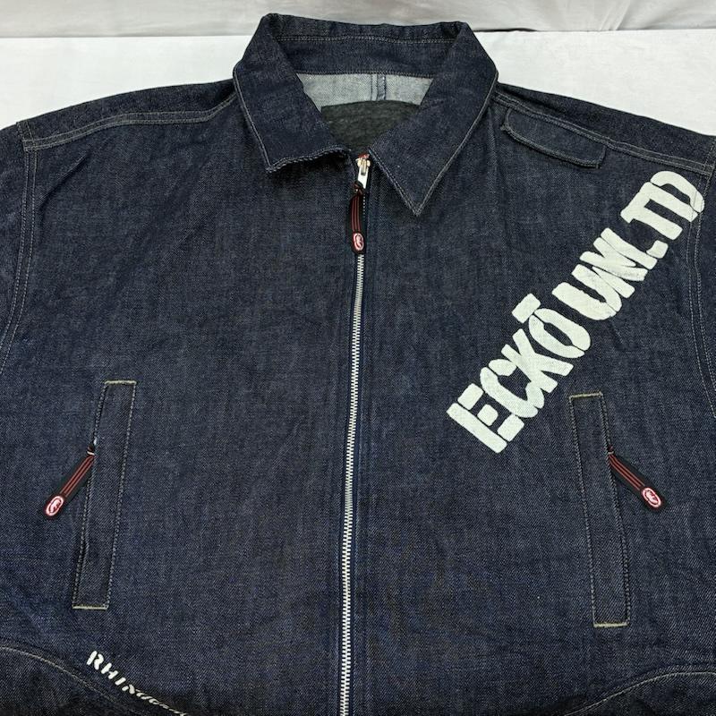 エコーアンリミテッド ECKOUNLTD ジャケット、上着 ジャンパー、ブルゾン 90s 00s ジップアップ デニムジャケット ビッグサイズ オールド アーカイブ XL ロゴ、文字 インディゴ / インディゴ / Indigo メンズ USED 古着 中古 50156000