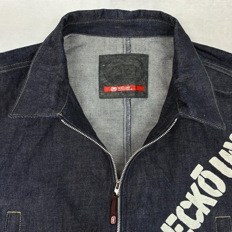 エコーアンリミテッド ECKOUNLTD ジャケット、上着 ジャンパー、ブルゾン 90s 00s ジップアップ デニムジャケット ビッグサイズ オールド アーカイブ XL ロゴ、文字 インディゴ / インディゴ / Indigo メンズ USED 古着 中古 50156000