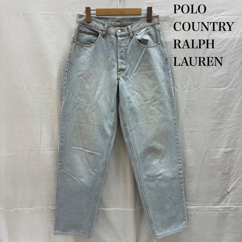 ラルフローレン RALPHLAUREN パンツ デニム、ジーンズ POLO COUNTRY ポロカントリー 80s 90s ボタンフライ テーパード デニムパンツ 29インチ ワンポイント X ロゴ、文字 水色 / ライトブルー / メンズ USED 古着 中古 50156015