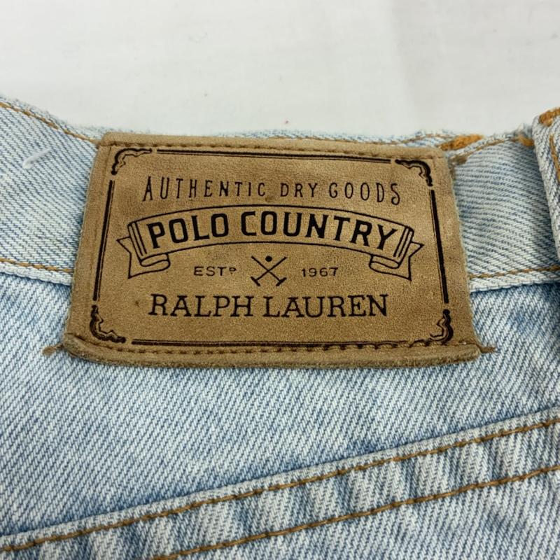 ラルフローレン RALPHLAUREN パンツ デニム、ジーンズ POLO COUNTRY ポロカントリー 80s 90s ボタンフライ テーパード デニムパンツ 29インチ ワンポイント X ロゴ、文字 水色 / ライトブルー / メンズ USED 古着 中古 50156015