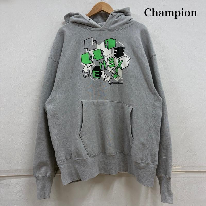 チャンピオン Champion パーカー 長袖 REVERSE WEAVE リバースウィーブ グラフィック プリント フーディー パーカー メキシコ製 XL ロゴ、文字 X プリント 灰 / グレー / gray X 黄緑 / イエローグリーン / X 白 / ホワイト / white X 黒 / ブラック / black メンズ USED 古着 中古 50156058