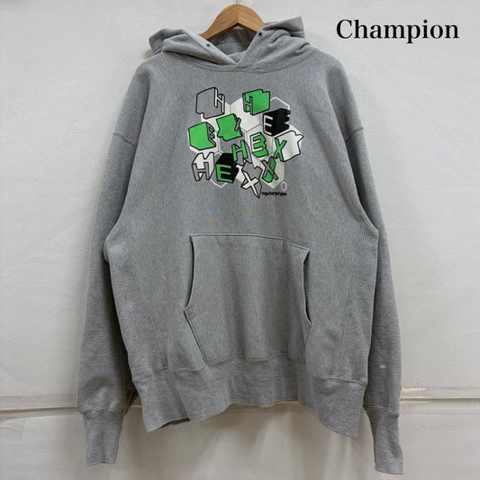 チャンピオン Champion パーカー 長袖 REVERSE WEAVE リバースウィーブ グラフィック プリント フーディー パーカー メキシコ製 XL ロゴ、文字 X プリント 灰 / グレー / gray X 黄緑 / イエローグリーン / X 白 / ホワイト / white X 黒 / ブラック / black メンズ USED 古着 中古 50156058