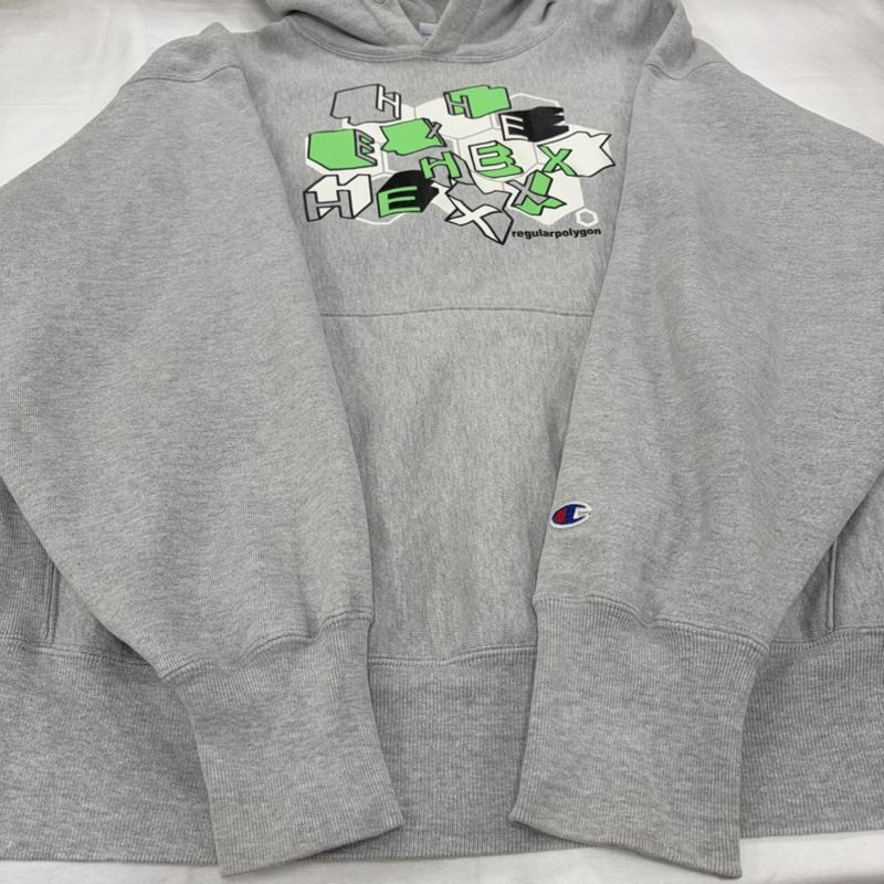 チャンピオン Champion パーカー 長袖 REVERSE WEAVE リバースウィーブ グラフィック プリント フーディー パーカー メキシコ製 XL ロゴ、文字 X プリント 灰 / グレー / gray X 黄緑 / イエローグリーン / X 白 / ホワイト / white X 黒 / ブラック / black メンズ USED 古着 中古 50156058
