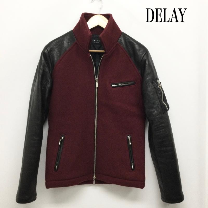 ディレイバイウィンアンドサンズ DELAYBYWIN&SONS ジャケット、上着 ジャンパー、ブルゾン ディレイ バイ ウィンアンドサンズ DELAY by Win＆Sons レザー ライダース スタジャン Halford Varsity　DW12-JK-004 2 無地 えんじ / ワインレッド / dark red X 黒 / ブラック / black メンズ USED 古着 中古 50156113