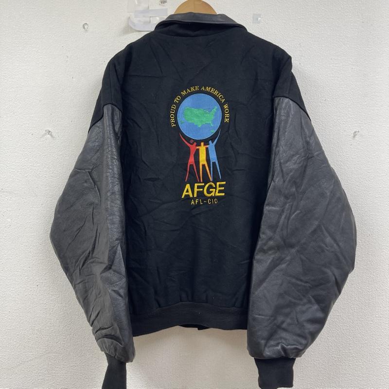 古着 USED ジャケット、上着 ジャンパー、ブルゾン Union Line AFGE 労働組合 ロゴ 刺繍 スタジャン L 黒 / ブラック / black メンズ USED 古着 中古 50156117