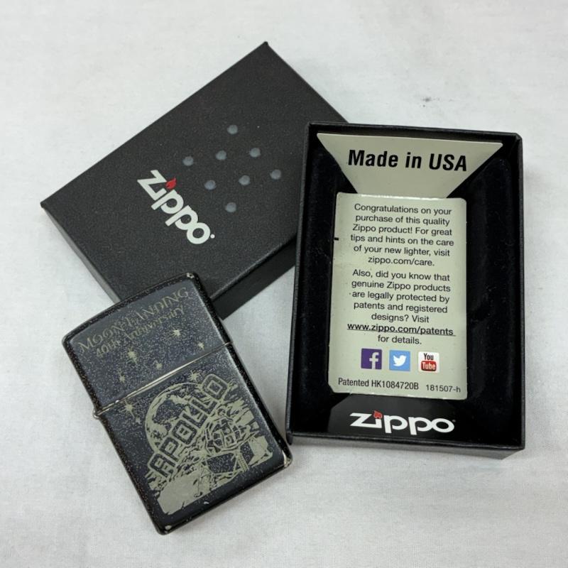 古着 USED ファッション小物 喫煙グッズ ZIPPO ジッポ アポロ11号 月面着陸 40周年 00s 09年 USA製 オイル ライター 動作未確認 箱付き - ロゴ、文字 黒 / ブラック / black メンズ USED 古着 中古 50156136