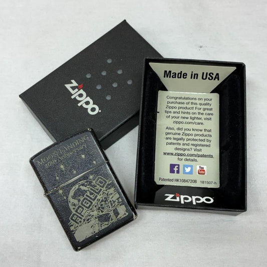 古着 USED ファッション小物 喫煙グッズ ZIPPO ジッポ アポロ11号 月面着陸 40周年 00s 09年 USA製 オイル ライター 動作未確認 箱付き - ロゴ、文字 黒 / ブラック / black メンズ USED 古着 中古 50156136