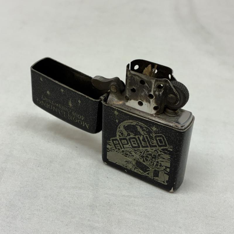 古着 USED ファッション小物 喫煙グッズ ZIPPO ジッポ アポロ11号 月面着陸 40周年 00s 09年 USA製 オイル ライター 動作未確認 箱付き - ロゴ、文字 黒 / ブラック / black メンズ USED 古着 中古 50156136