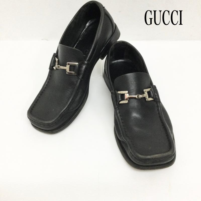 グッチ GUCCI 革靴 革靴 ドレスシューズ 110 0254 ビットローファー スクエア 25.0cm 黒 / ブラック / black メンズ USED 古着 中古 50156146